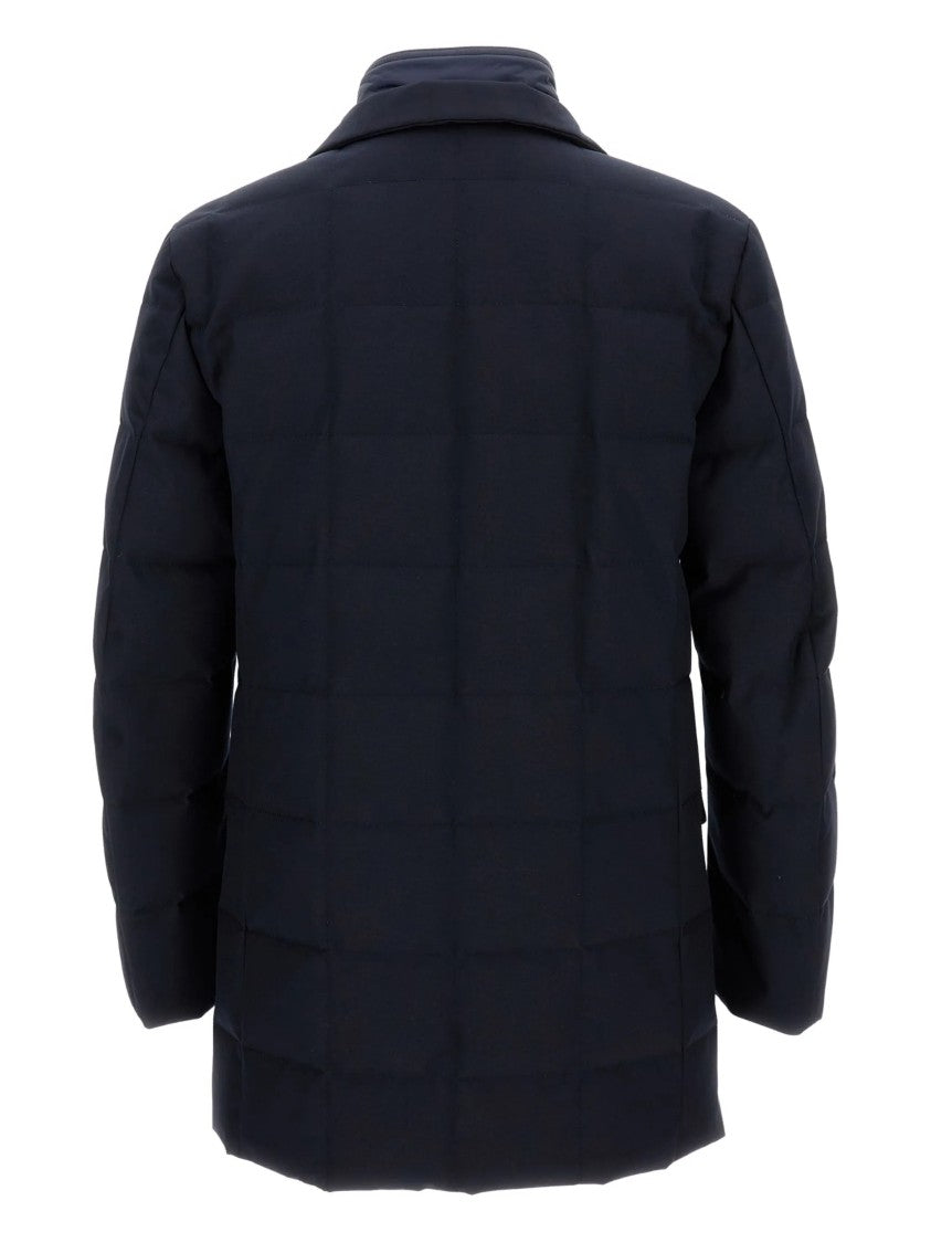 Fay Double-Breasted Blue Padded Quilted Puffer Jacket