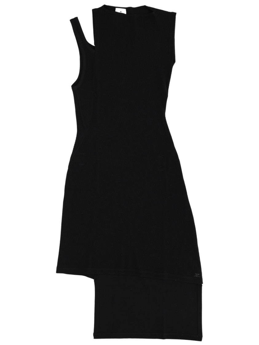 Courrèges Neutrals Ribbed Oblique Asymmetrical Dress