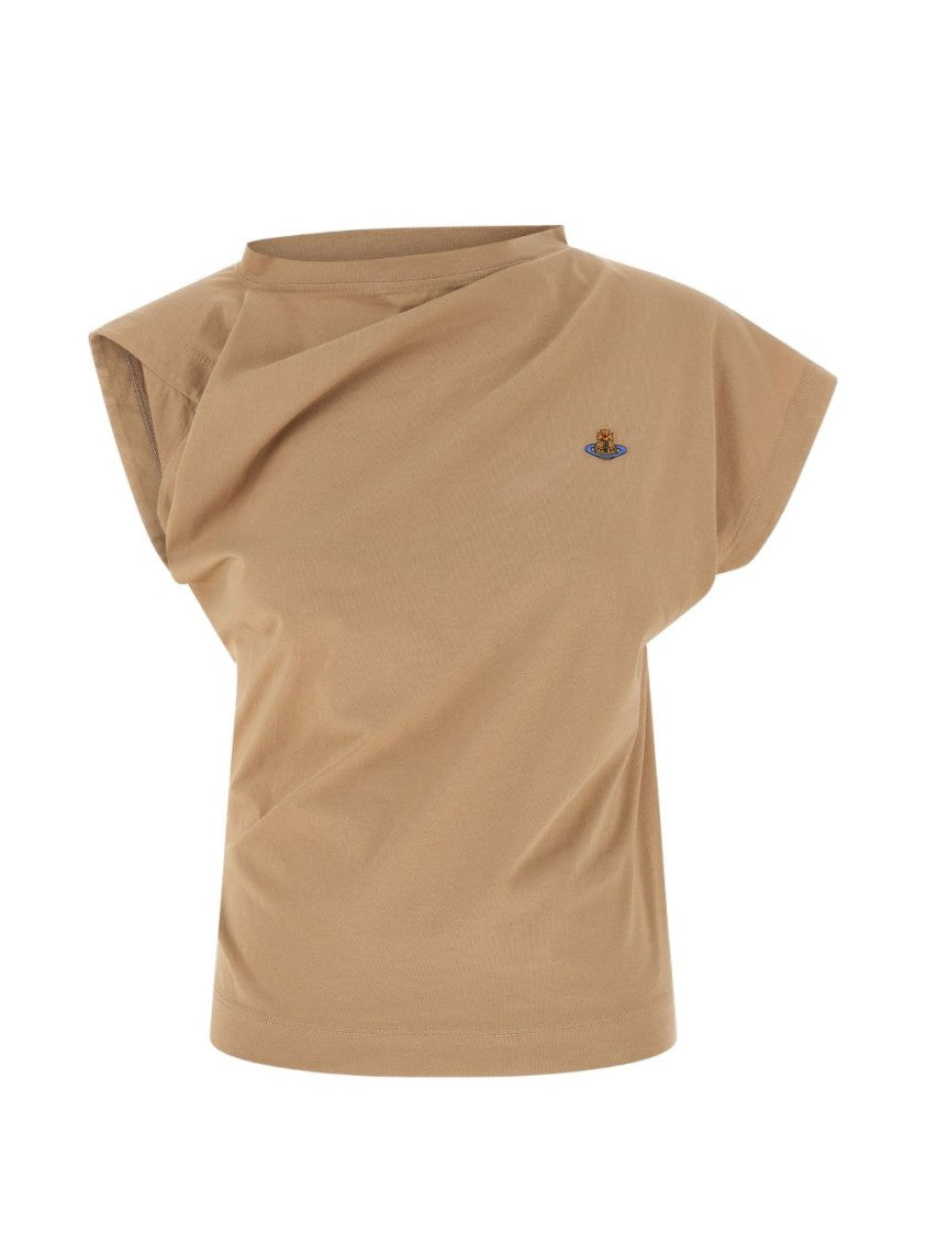 Vivienne Westwood Asymmetrical Draped Top With Embroidered Emblem