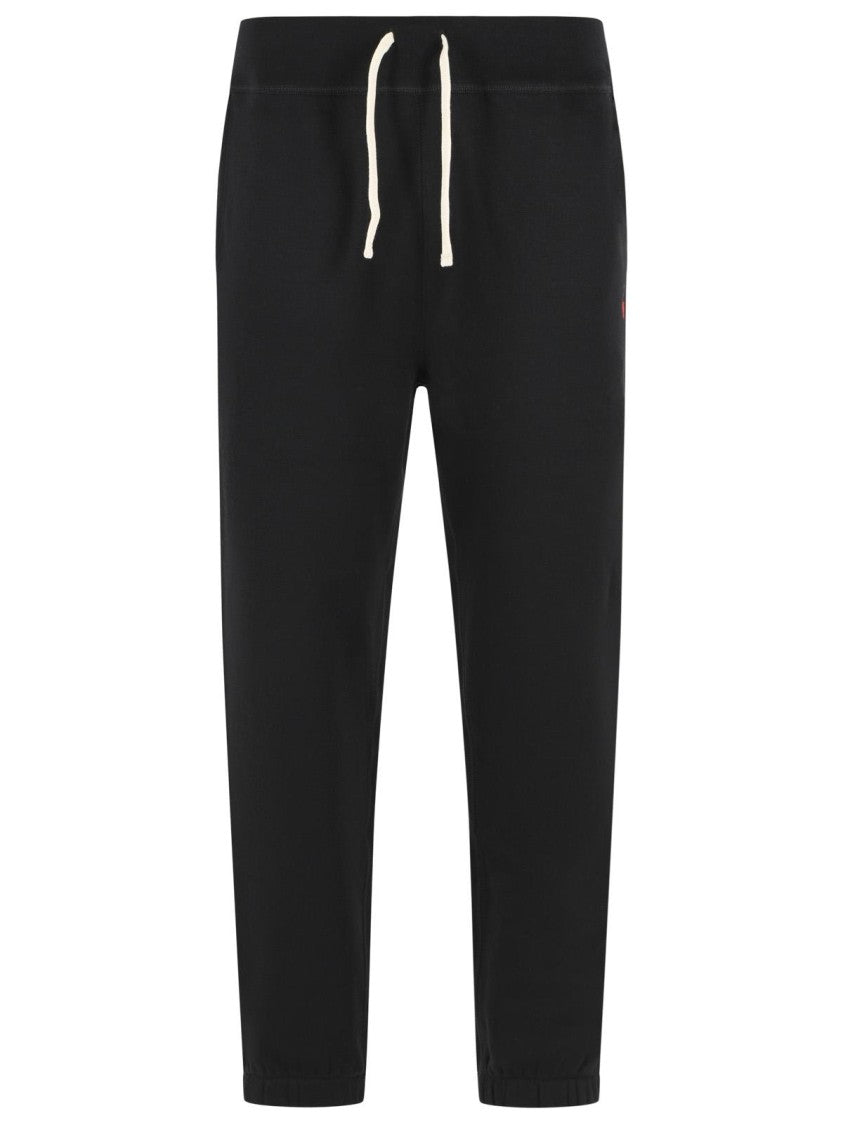 Polo Ralph Lauren Casual Black Cotton Blend Sporty Pants With Tapered Fit