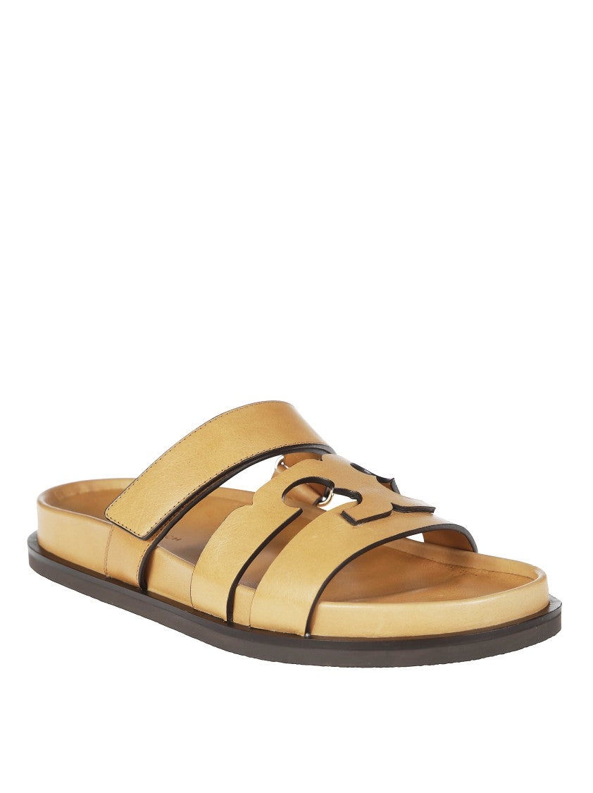 Tory Burch Double-Strap Closure Slides With Elegant Buckle Detail
