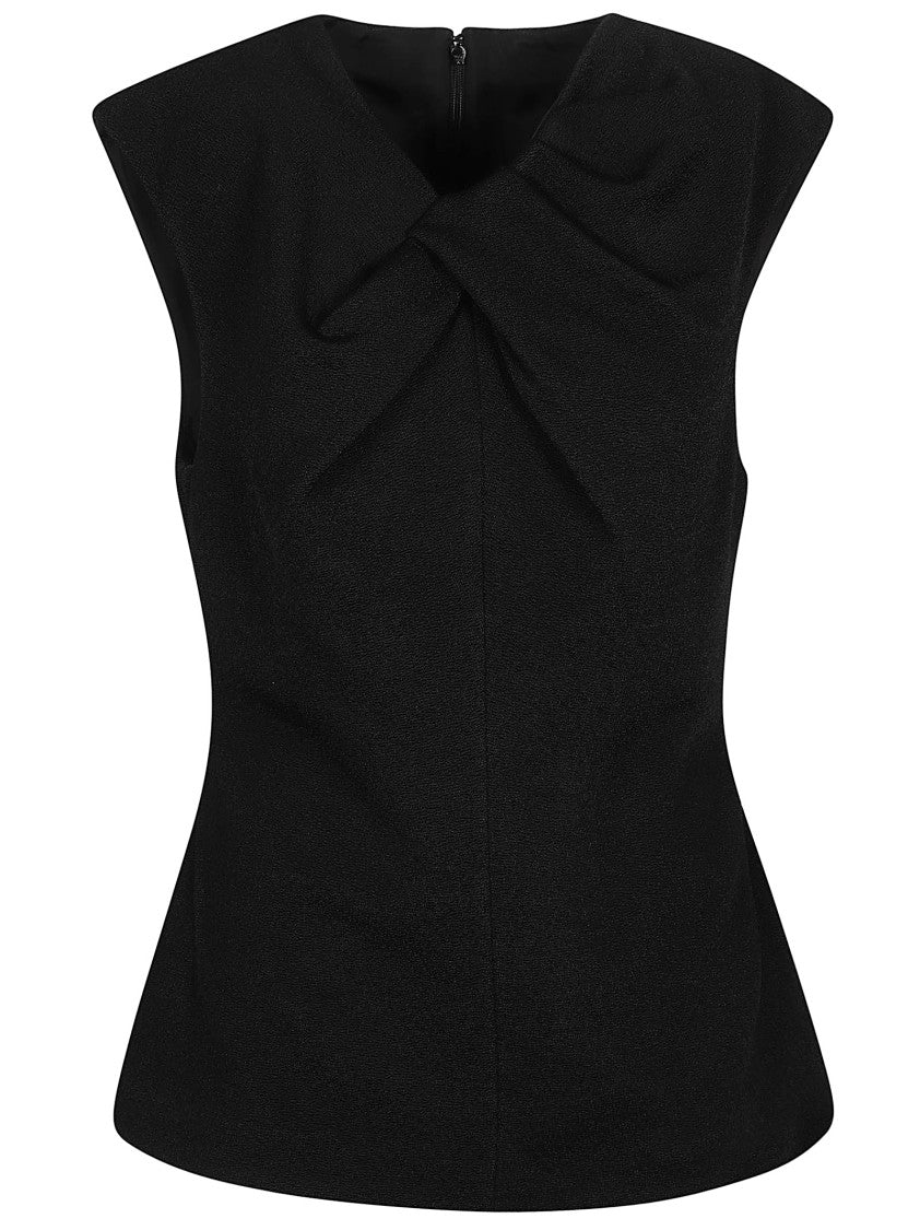 Jil Sander Sleeveless Black Top With Draped Collar