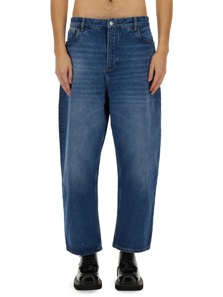 Studio Nicholson Cropped Curved Jeans With Relaxed Fit