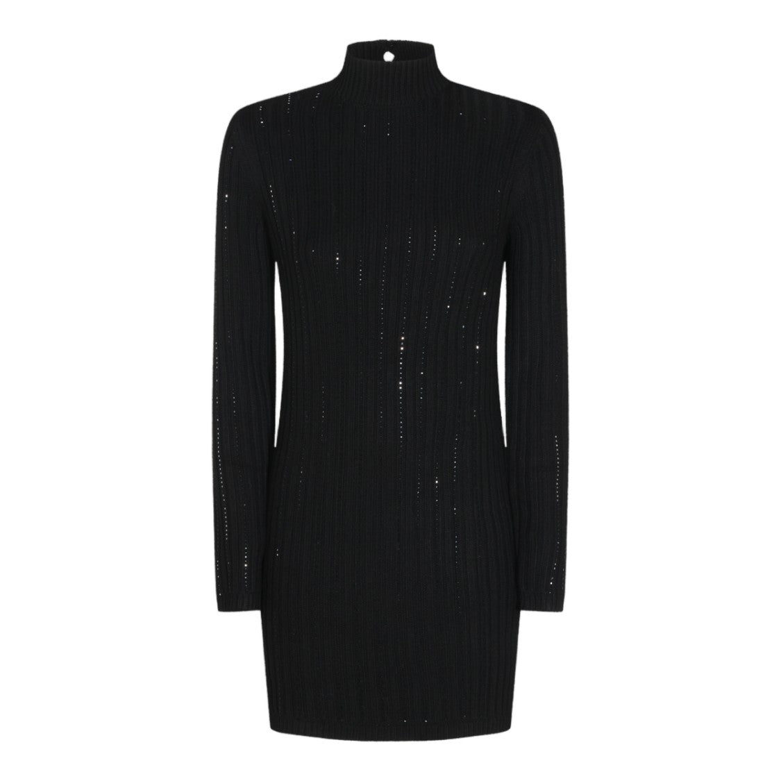 Twin-Set Ribbed-Knit Keyhole Fitted Mini Dress