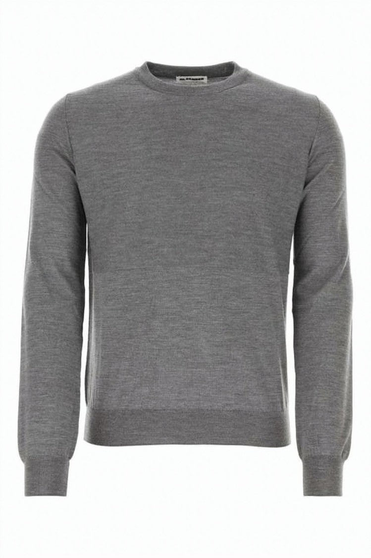 Jil Sander Minimalist Grey Wool Sweater With Crew Neckline