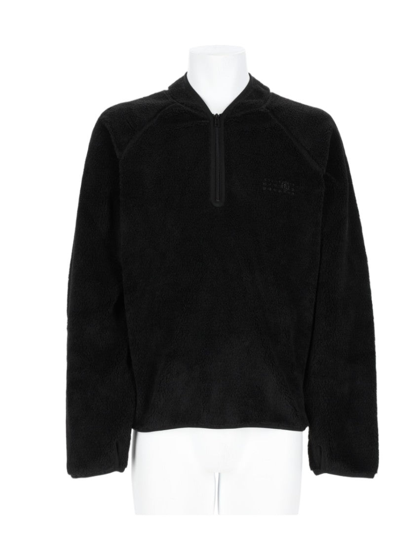 Mm6 By Maison Margiela Reversible Half-Zip Black Fleece Sweatshirt