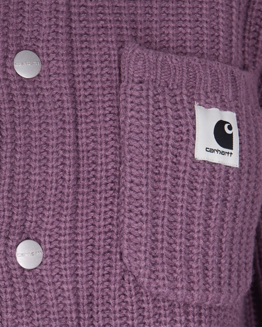 Carhartt Wip Chunky Knit Cardigan With Four Pockets And Button Closure