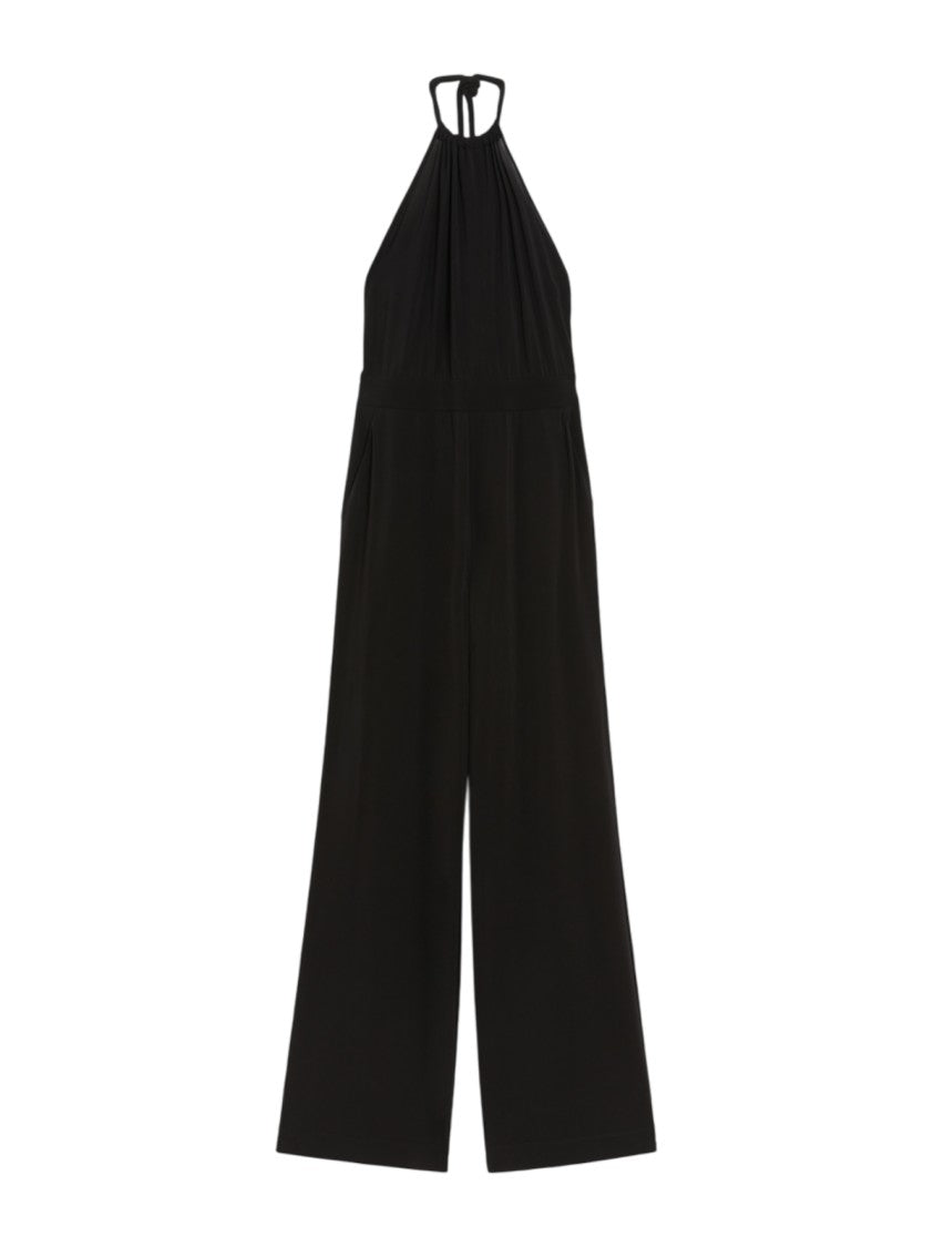 Max Mara Gathered Halter Neck Black Jersey Jumpsuit