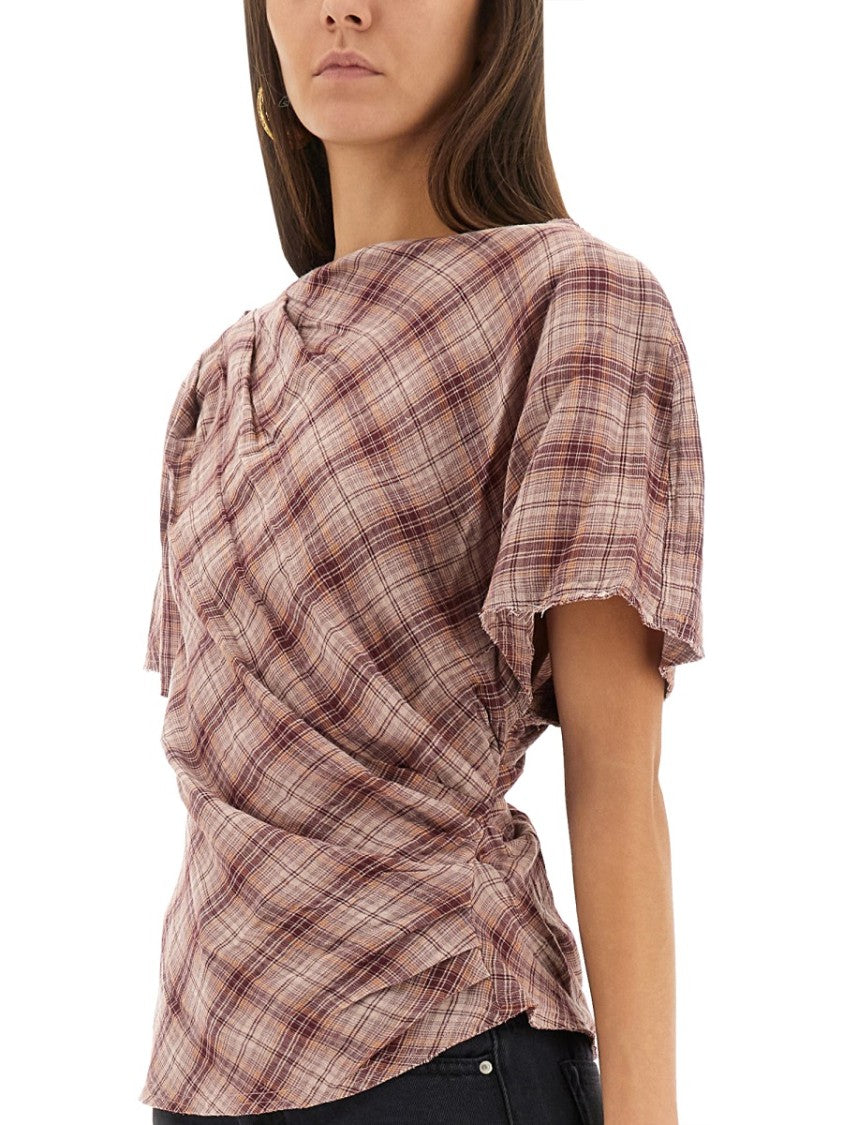 Isabel Marant Étoile "Neyala" Asymmetrical Plaid Top