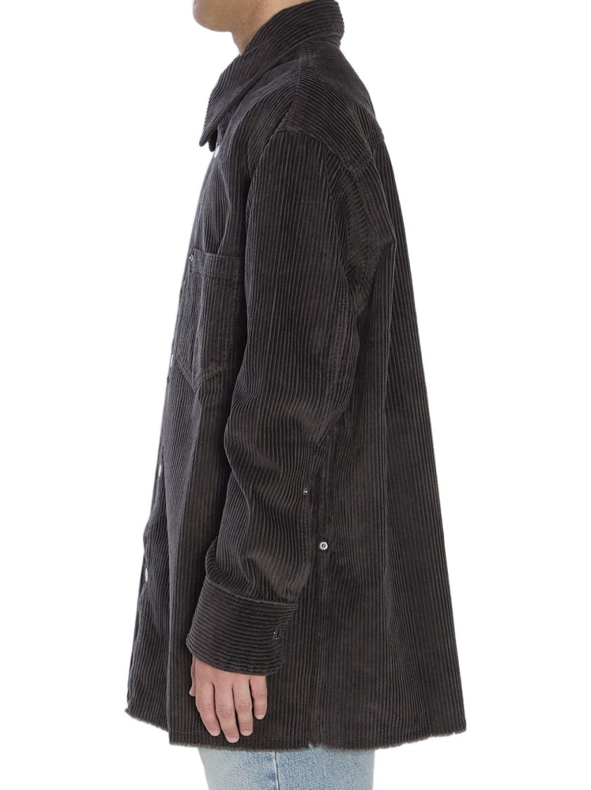 Ami Paris Anthracite Grey Corduroy Patch Pocket Shirt