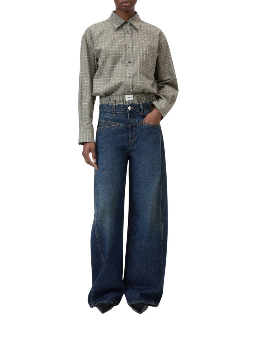 Closed Dark Blue Faded Wide-Leg Jeans
