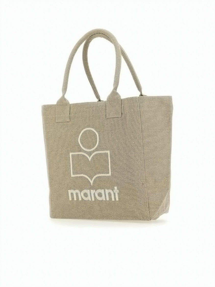 Isabel Marant Rectangular Cotton Tote Bag With White Graphic Logo