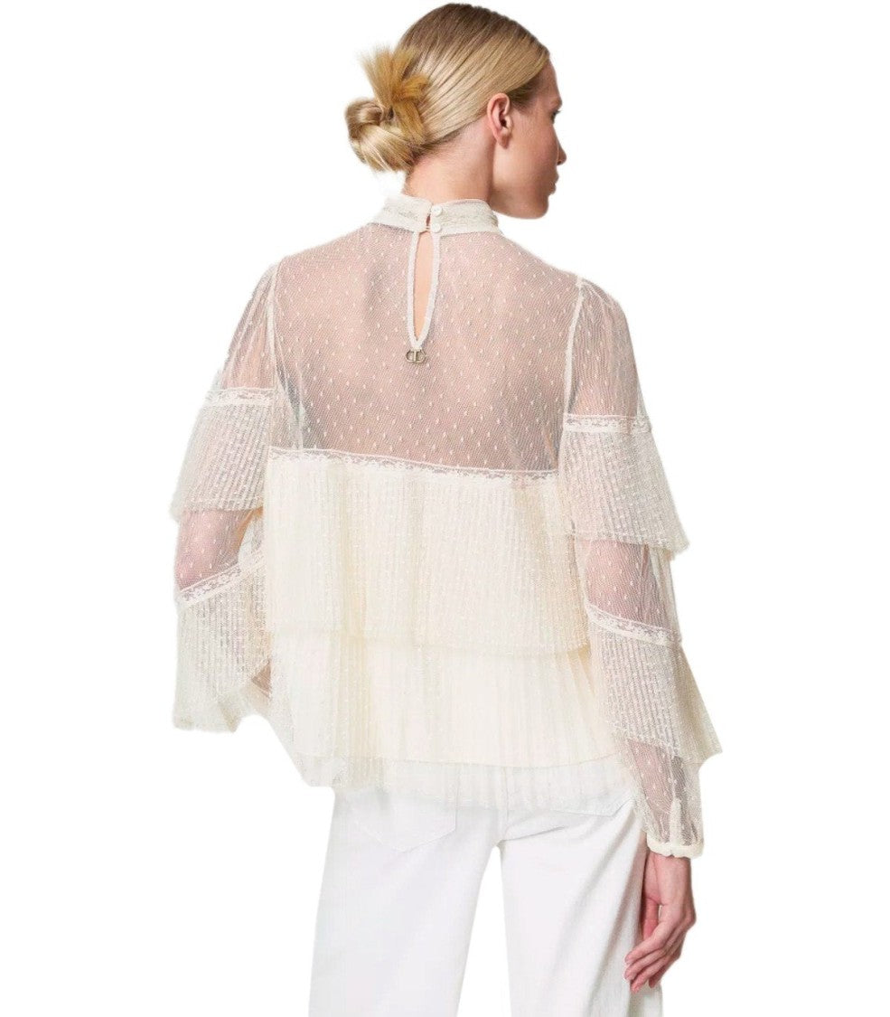 Twin-Set White Pleated Blouse