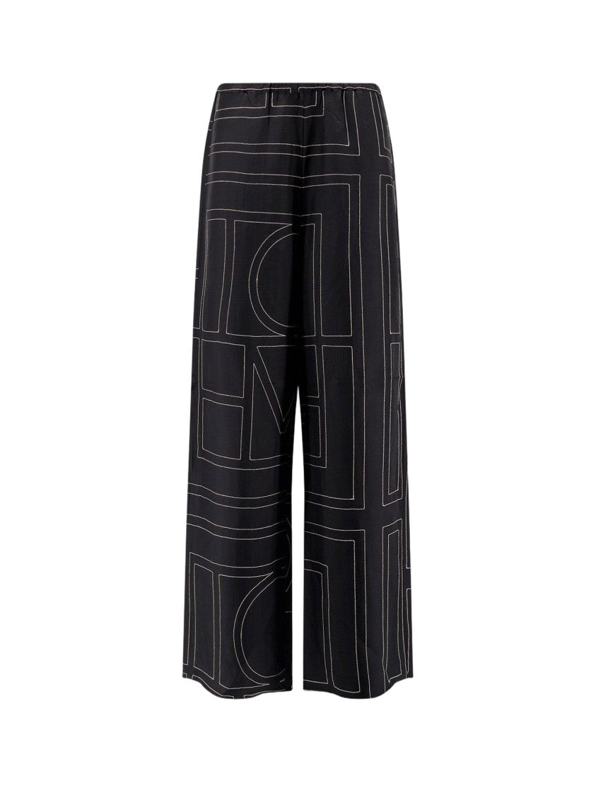 Totême Wide-Leg Pajama Bottoms With Monogram Pattern