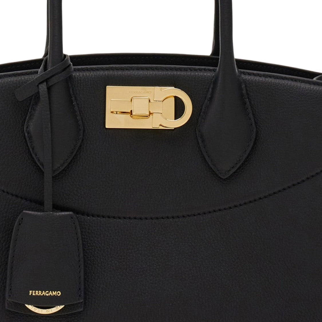 Salvatore Ferragamo Textured Leather Structured Handbag With Gancini Closure