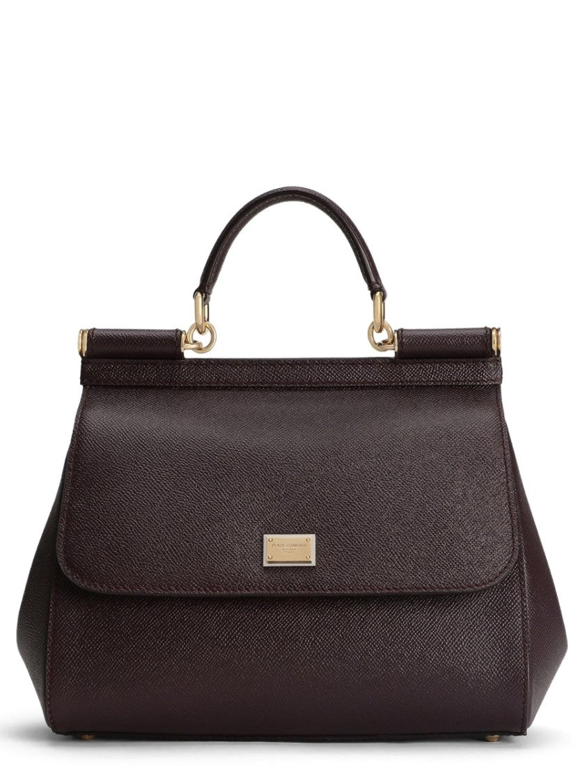 Dolce & Gabbana Structured Large Handbag With Textured Leather And Detachable Strap