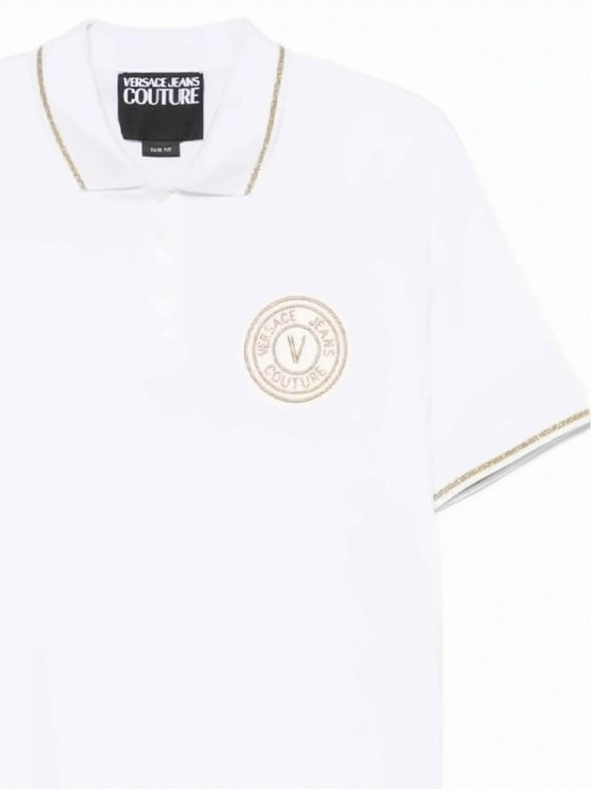 Versace Versace Polo Shirt With Beige Embroidery