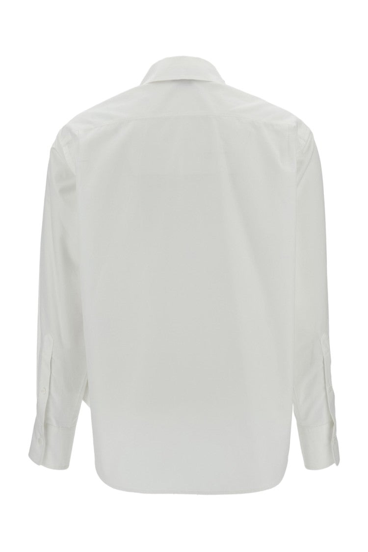 Alexander Mcqueen White Cotton Shirt With Crystal-Embellished Collar