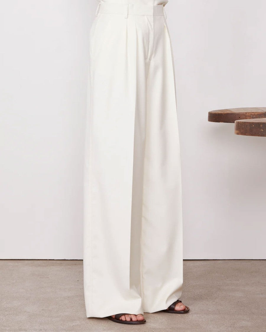 Officine Generale High-Waisted Wide Leg Pants With Double Pleats