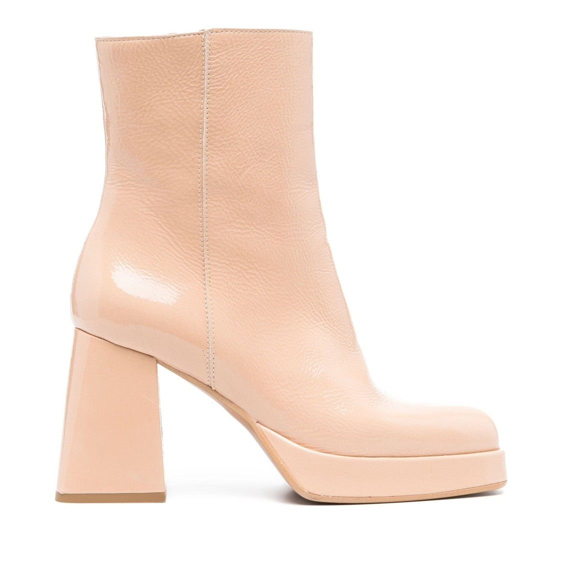 Vamsko Beige Dorit Patent Leather Platform Boots