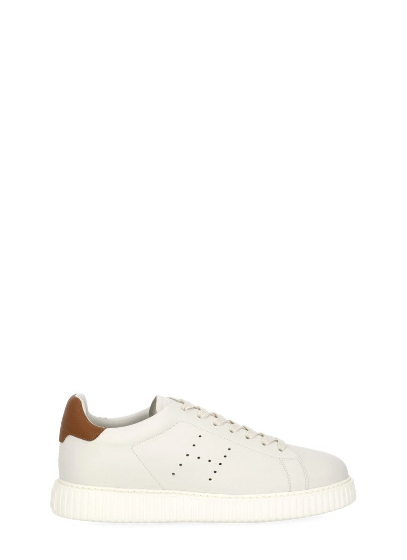 Hogan Ivory Smooth Leather Low-Top Sneakers