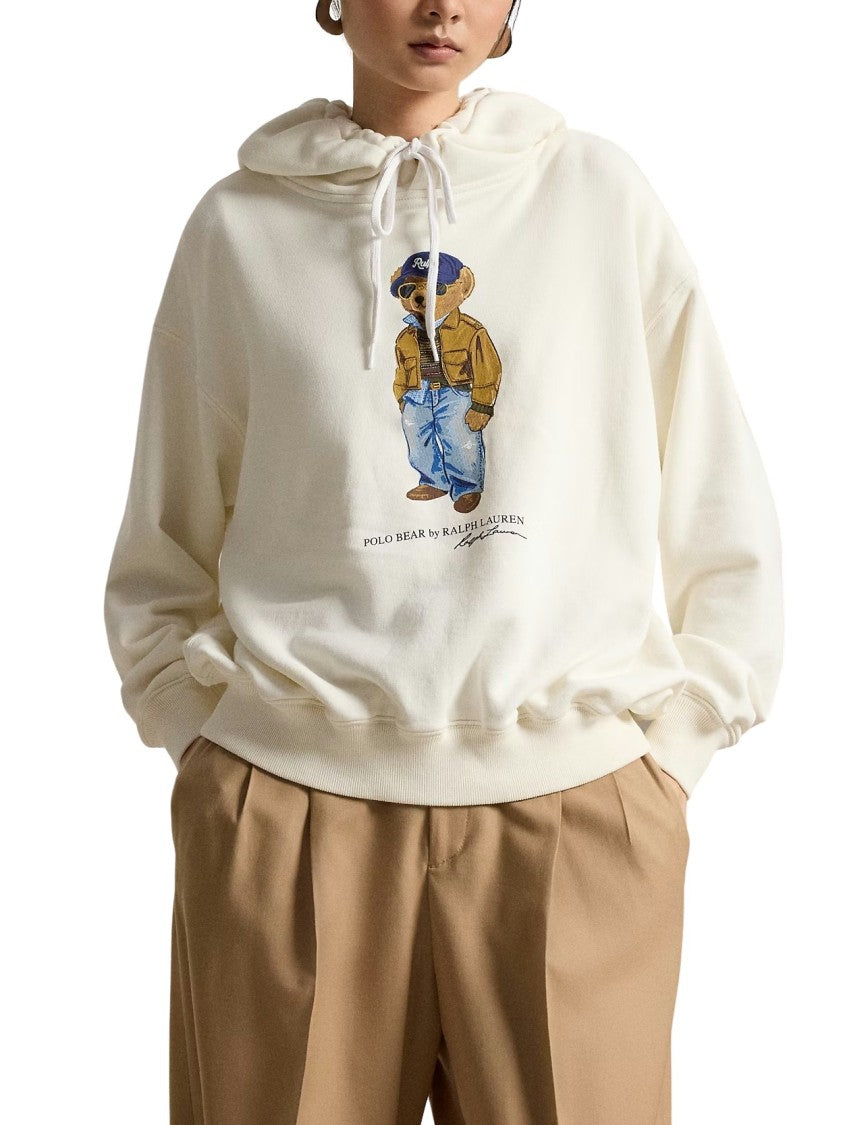 Polo Ralph Lauren White Bear Graphic Drawstring Hoodie
