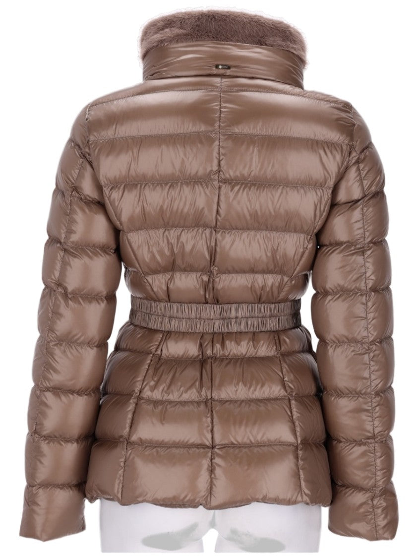 Herno Quilted Padded Jacket With Belted Waist And Glossy Finish