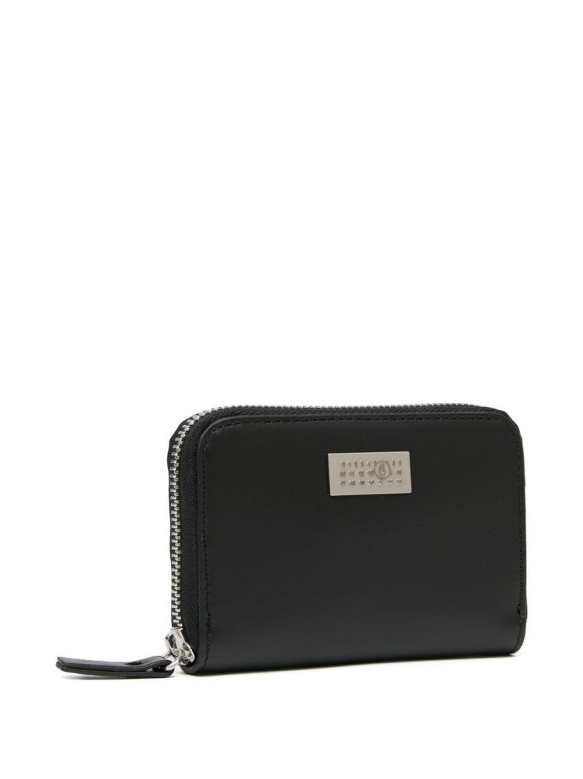 Mm6 By Maison Margiela Rectangular Black Wallet With Zip-Around Closure