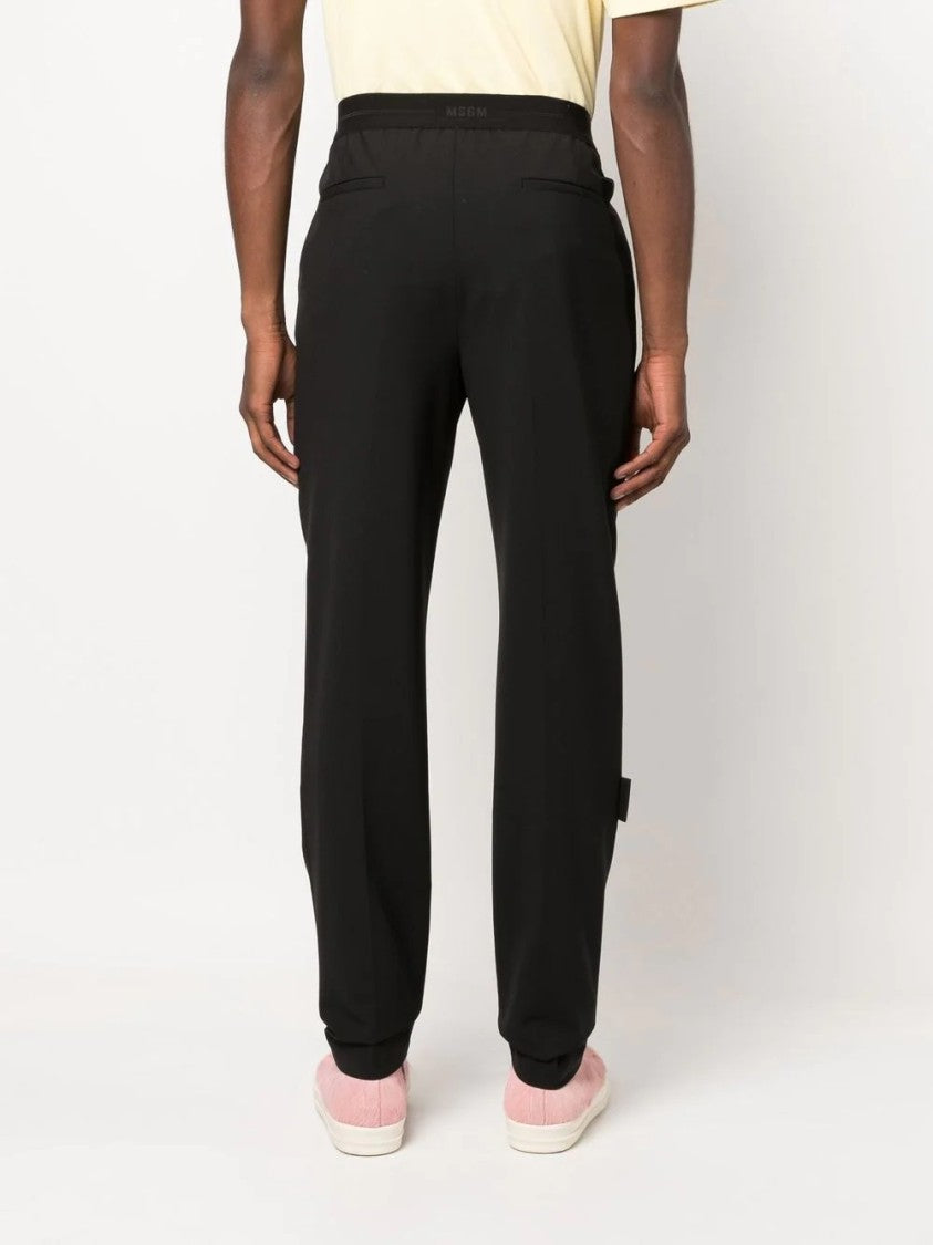Msgm Tailored Black Trousers With Elastic Waistband