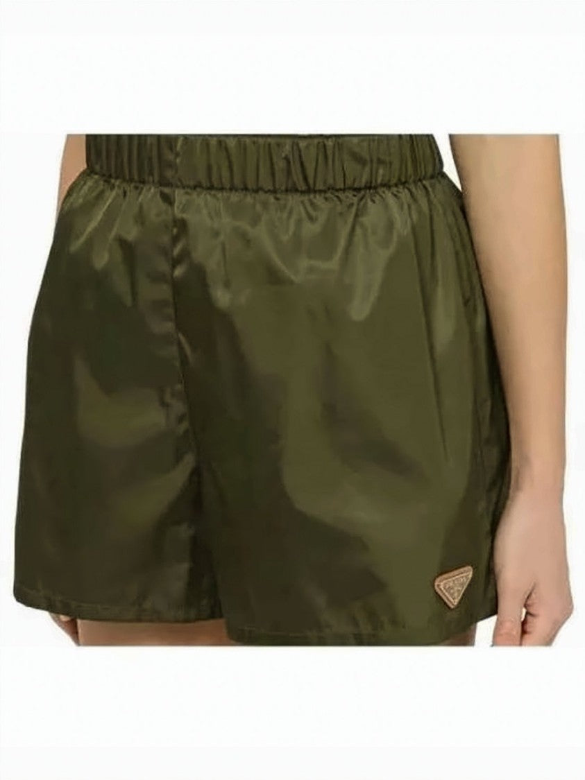 Prada Relaxed-Fit Green Shorts With Elastic Waistband