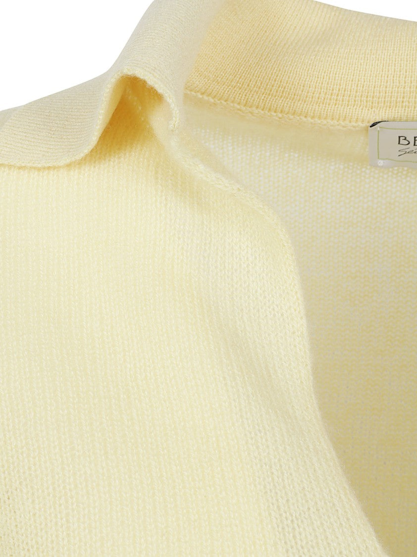 Be You Light Yellow Knit Polo Top