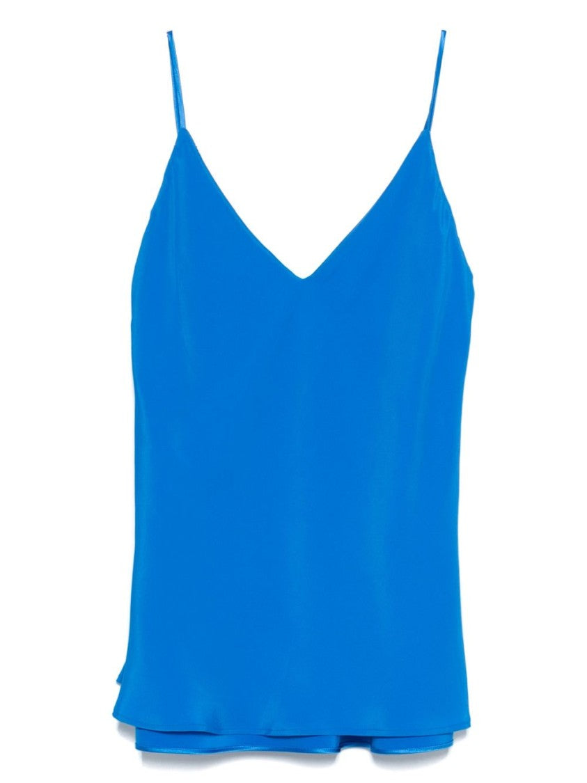 Max Mara V-Neck Azure Top With Spaghetti Straps