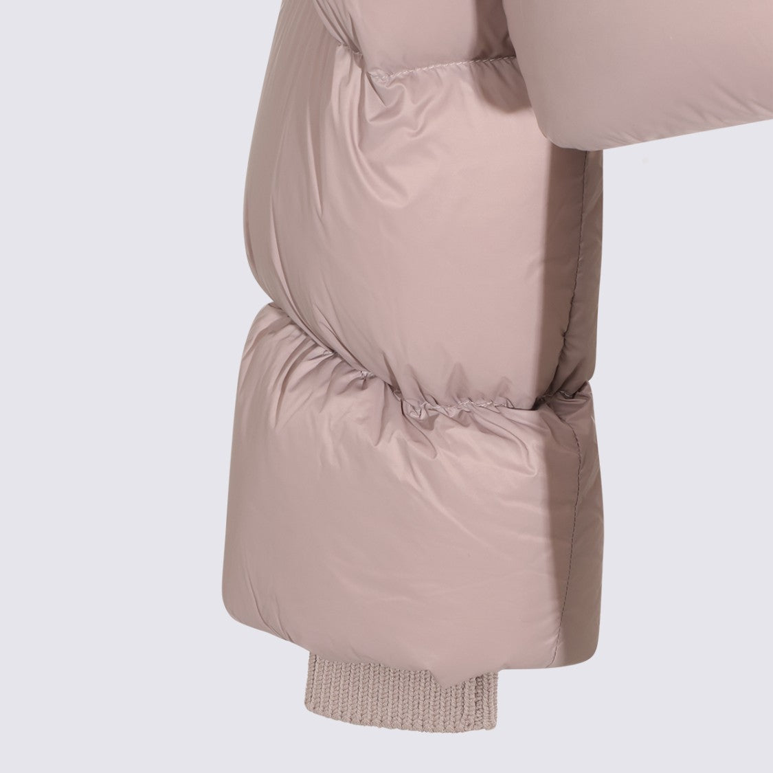 Rick Owens Rose Cotton Down Jacket With High Rounded Collar And Padded Sleeves