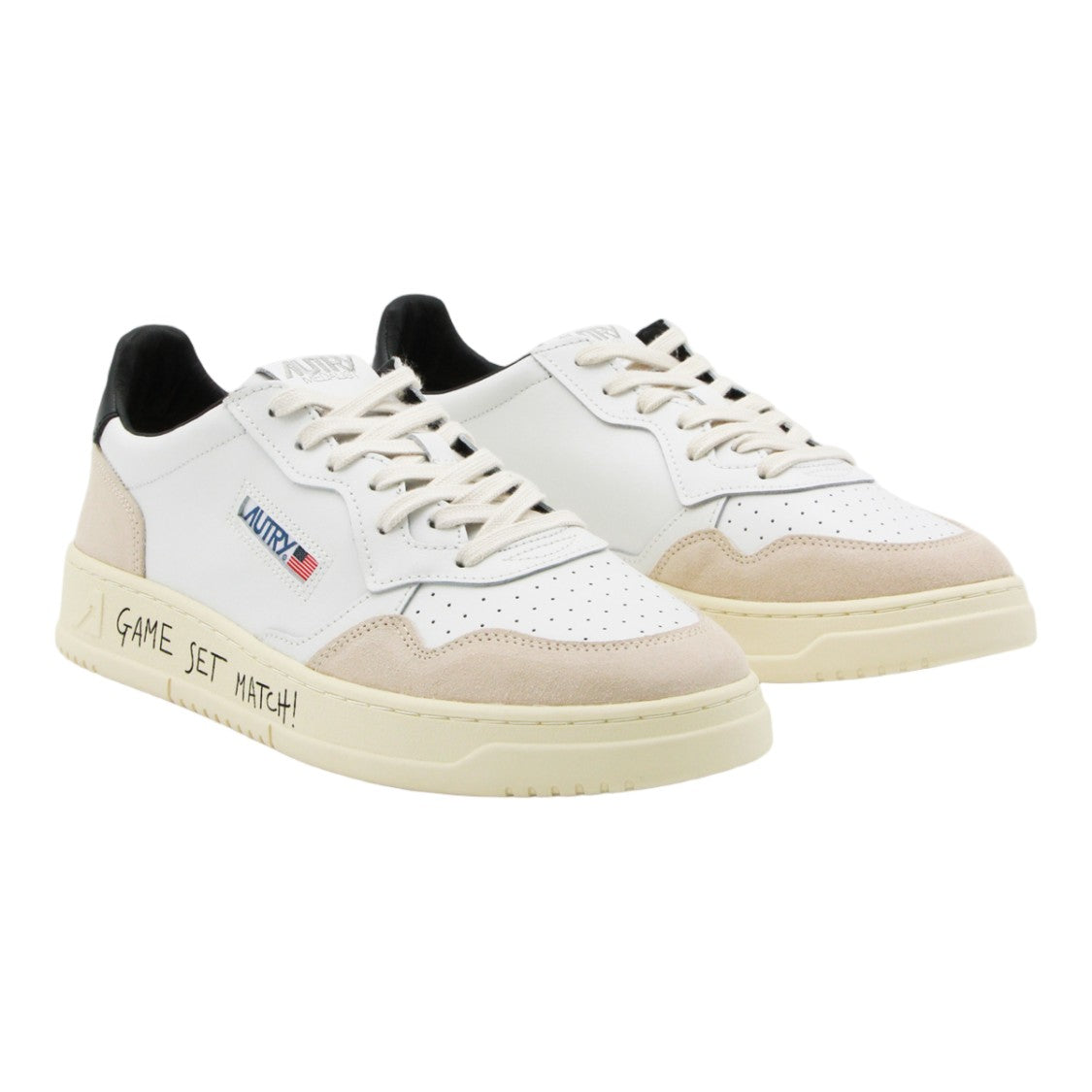 Autry Beige Suede Overlay Statement Sole Sneakers