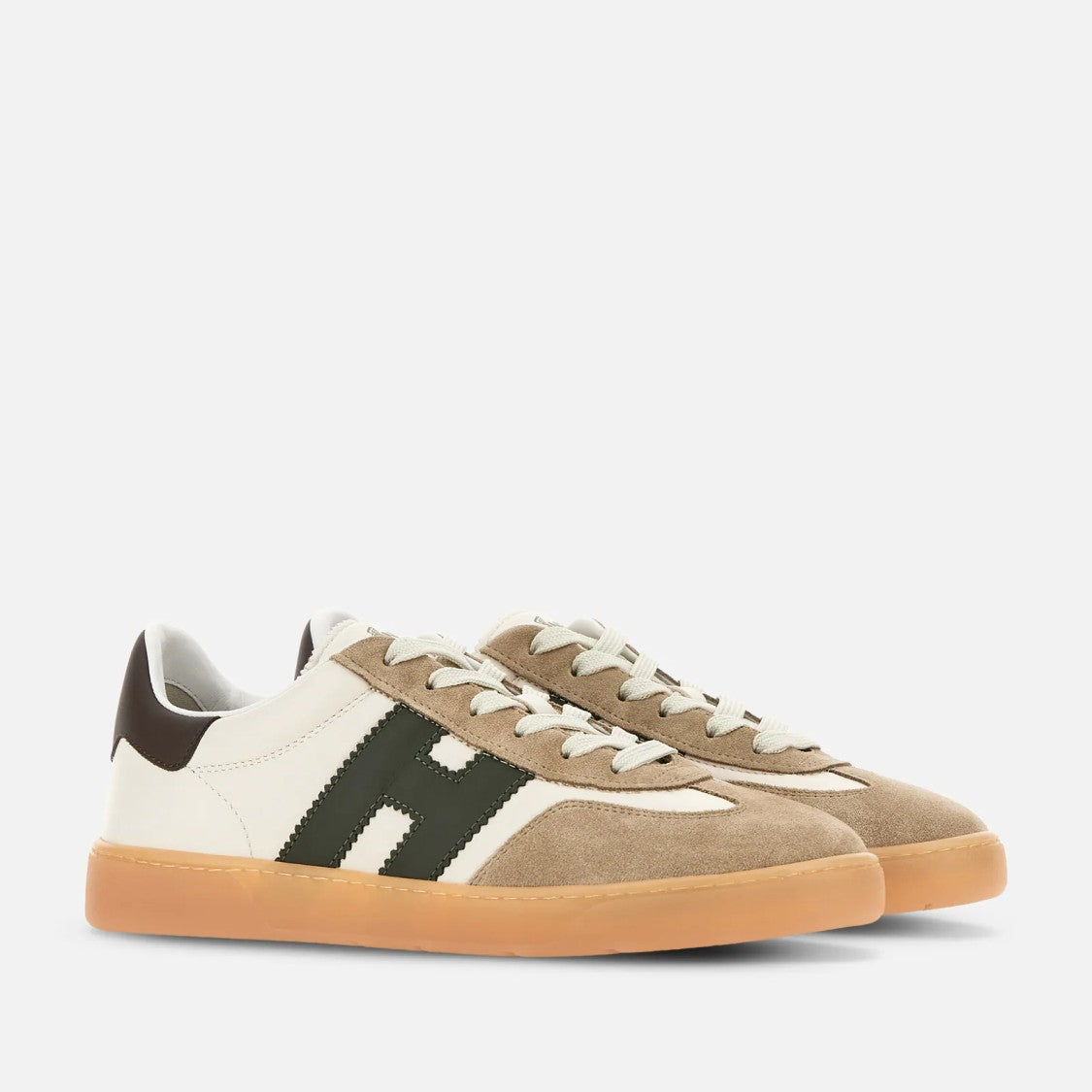 Hogan Lace-Up Sneakers With Beige Suede Overlays