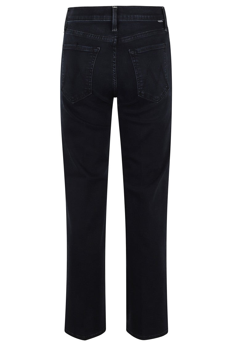 Mother Dark Indigo The Mid Rise Rambler Zip Ankle Cotton Straight-Leg Pants