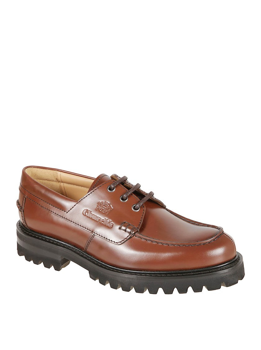 Church's Polished Leather Moc Toe Flat Shoes