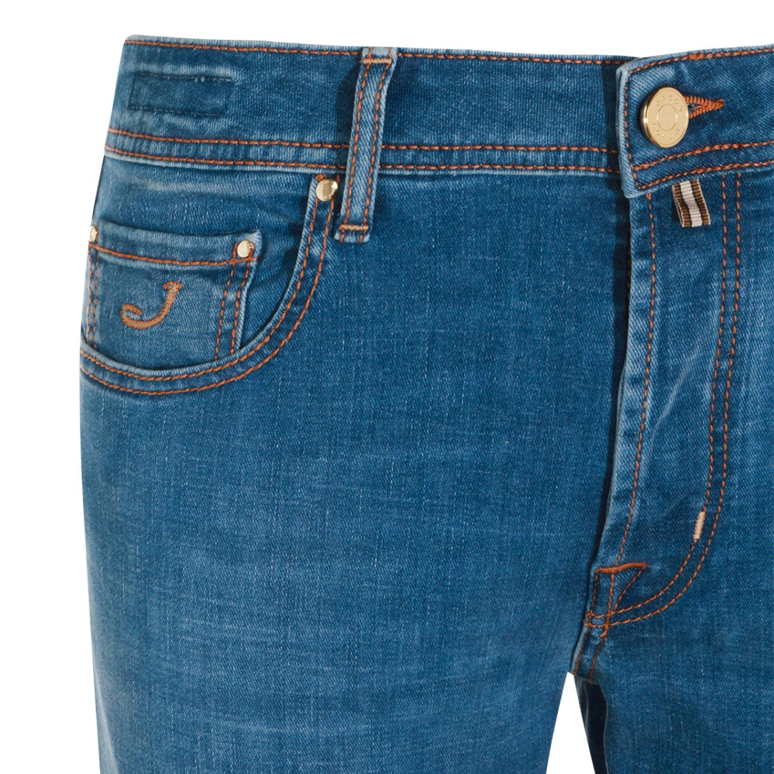 Jacob Cohen Classic Slim Fit Jeans With Medium Blue Wash And Contrast Stitching