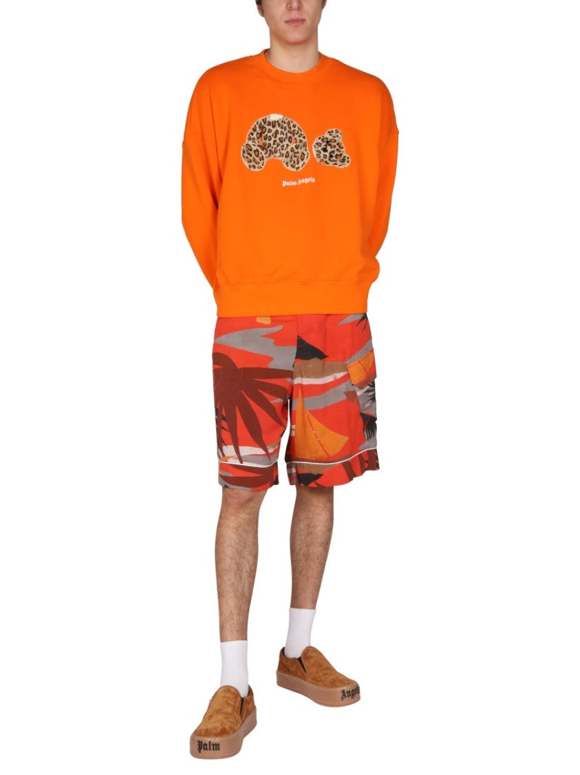 Palm Angels Tropical Print Cargo Bermuda Shorts