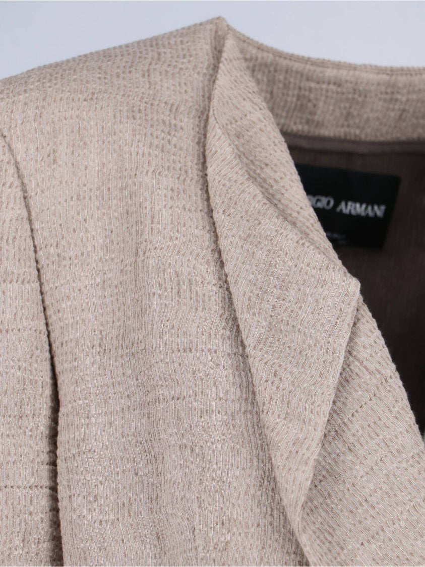 Giorgio Armani Single-Breasted Cut-Out Blazer – Taupe