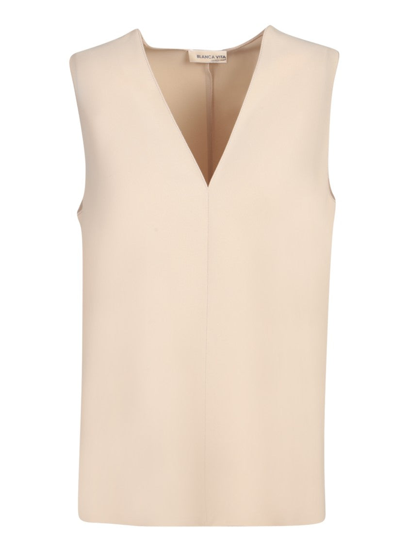 Blanca Vita Sleeveless Top With Deep V-Neckline