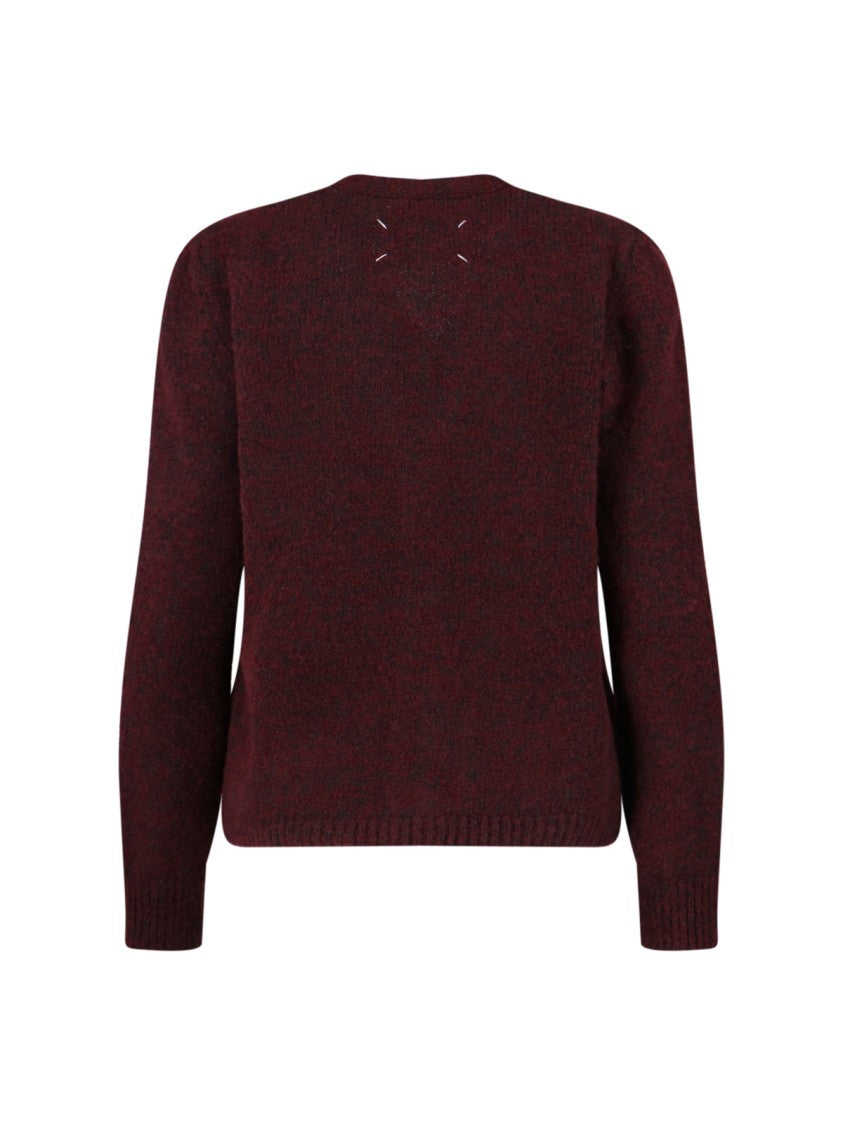 Maison Margiela V-Neck Wool Blend Cardigan – Red