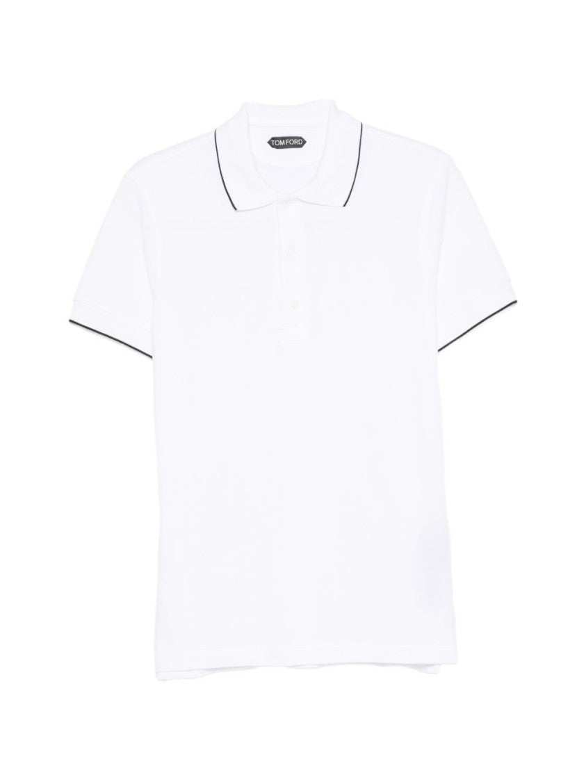 Tom Ford Short-Sleeve Subtle Black Piping Polo Shirt