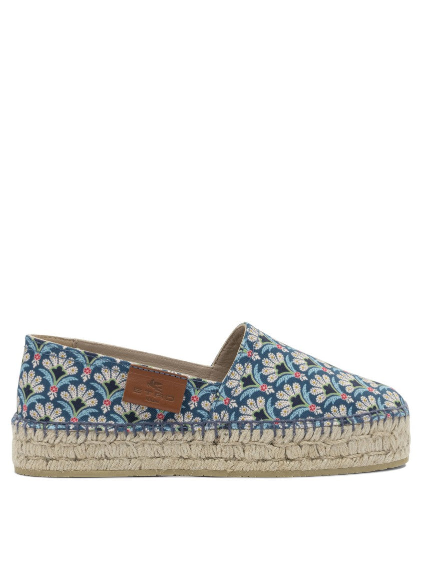 Etro Floral-Pattern Cotton Espadrilles