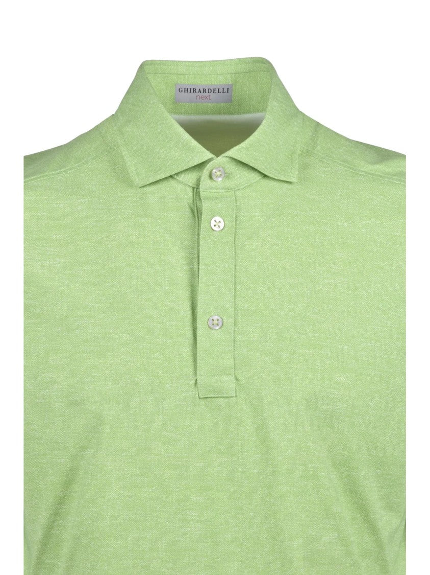 Ghirardelli Next Acid Green Three-Button Stretch Polo Shirt