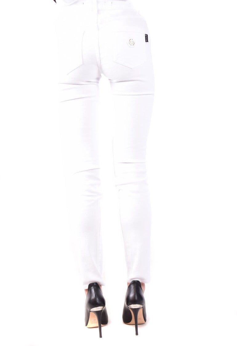Philipp Plein White Cotton Trousers