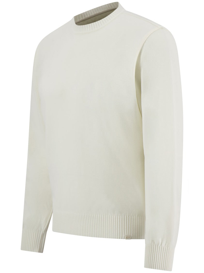 Paul & Shark White Minimalist Classic Cotton Sweater