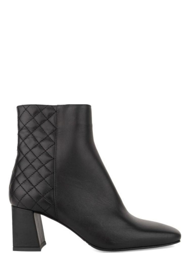 Sergio Moretti Black Quilted Block Heel Leather Ankle Boots