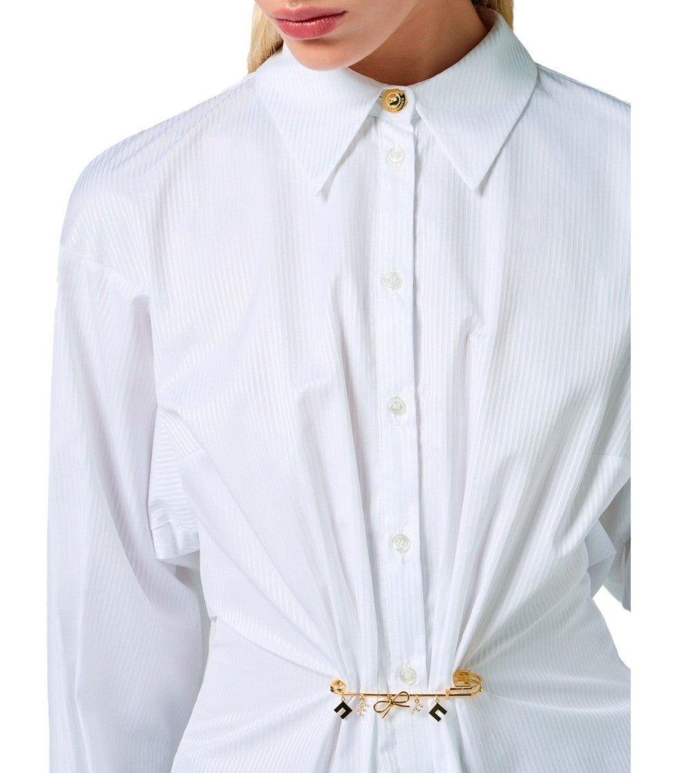 Elisabetta Franchi White Shirt With Brooch