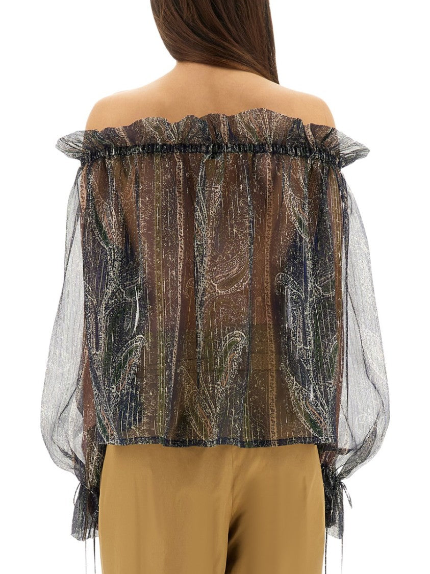 Saint Laurent Lurex Silk Creponne Top